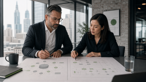Executive and technical lead comparing build and buy software decision paths