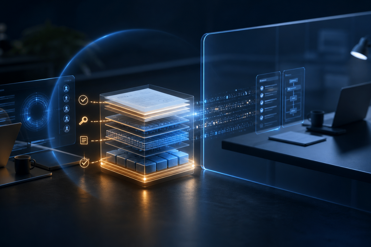 Structured software handoff package crossing a protected boundary between an agency and technical delivery partner